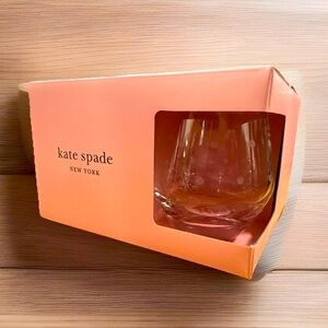 Kate Spade Clear Stemless Wine Glass with White Polka Dots